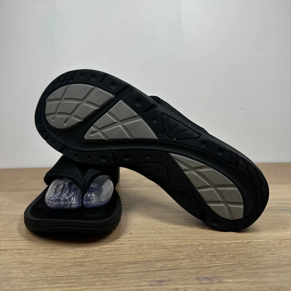 ABEO Balboa Sandals Women 10 Black Thong Slide Comfort Walking Minimalist